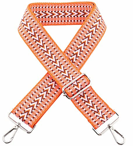 Kiwochy Taschengurt Schulterriemen Breiter Schultergurt Rot Orange Handtaschen Schulterriemen Canva Riemen Breite 2 Zoll längenverstellbarer 29,5-57 Zoll Karabiner in Silber für Taschen Handtaschen