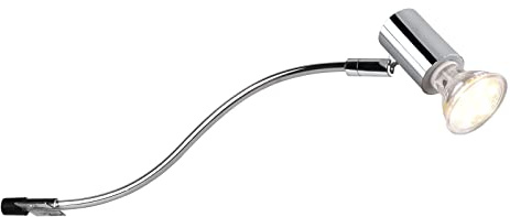 Spiegelleuchte für Badezimmer Silber Chrom mit schwenkbarem Spot, Höhe 11cm