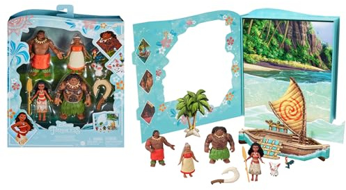 ​Disney Princess Toys, Moana Story Pack with 6 Key Characters, Small Dolls, Figures and Accessories Inspired by Disney Movies, Gifts for Kids​