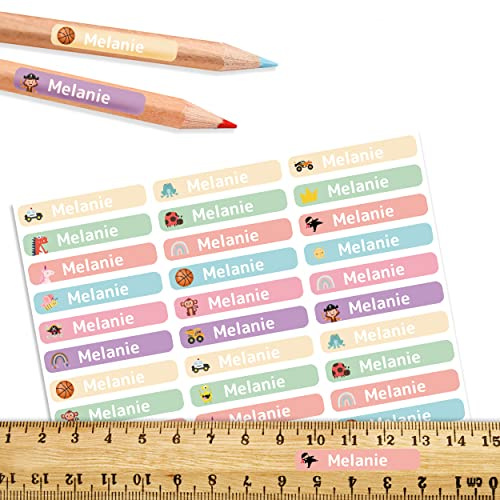 Pandawal® Namensaufkleber - Kleidung und Gegestände Kindergarten Kita Schule für Kinder (35 x 6 mm)