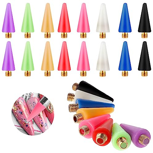 Lusofie 16 Stück Maniküre Wachskopf Nagel Strass Picker Wachs Ersatzspitze Punktbohrstift Wachskopf Wachsspitzen für Nagel Ziehstift Aufnehmen von Nagel Edelstein Schmuck (8 Farben)