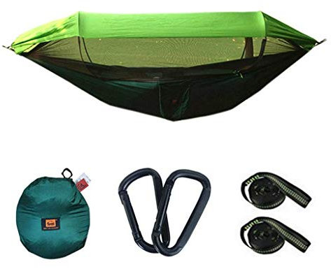 Erholung 1–2 Personen tragbare Outdoor-Camping-Hängematte mit Markise, Moskitonetz, hochfester Fallschirmstoff, Hängebett, Jagdschaukel, Geschenke für Wanderer