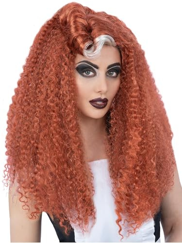 Smiffys Rocky Horror Show Magenta Perücke, Lang & gewellt mit Victory Roll Halloween