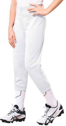 Stelle Girls' Softball Pants Youth Kids Baseball Pants Fastpitch Pants with Pockets Boys Tee Ball (White, XXL)