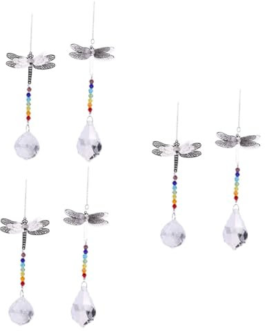 Happyyami Vorhang 6 Stück Auto-Sonnenschutz Autospiegel Kristall-Edelsteine Perlen Tropfen Prisma Hängende Kristalle Prismen Regenbogen-Maker Anhänger Weihnachtsdekoration