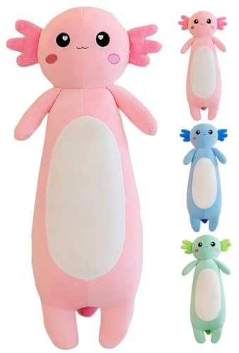 Kekeso Langes Axolotl Plüschkissen, rosa Axolotl Stofftier für Mädchen und Jungen, Salamander, Plüschtier, Geschenk für Weihnachten (Rosa, 100 cm)