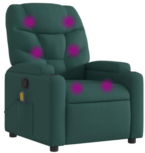 vidaXL Massagefåtölj mörkgrön tyg, massagerande fåtölj, lutande fåtölj