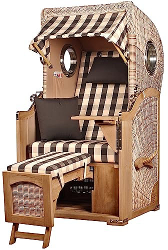 bene living Strandkorb-Set Ammersee 1-Sitzer Teak - PE Shell - Modell 505 - Liftersystem