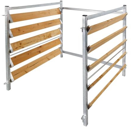 Compostiera da giardino in legno zincato a caldo, compostiera in metallo, compostiera da giardino, 102 x 100 x 100 cm, 2 parti laterali e montanti di collegamento