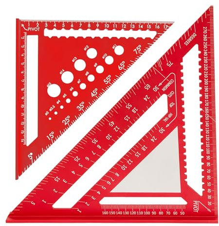 Beslands Zimmermannswinkel,12 Zoll Winkelmesser metrisch Dreieckslinea, Hohe Präzision Messwerkzeug (180mm+300mm rot)
