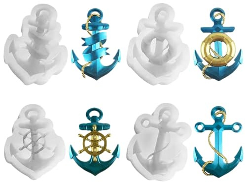 Stampo in silicone per ancora, stampo per ancora oceano, 4 stampi in gesso semi , stampo decorativo in silicone marino, in resina, per decorazione da parete, in gesso, decorazione artistica di