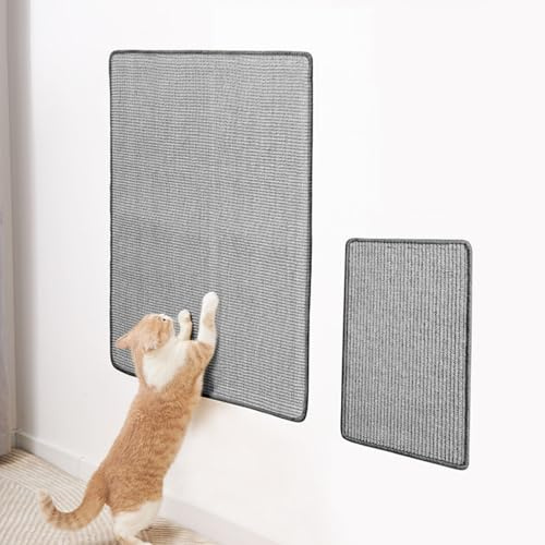 SYCCLLYYDS Kratzteppich Katze Grau, 40×20cm Sofa Katze,Kratzbretter Katze Wand,Natürliche Katzenkratzbretter Sisal Kratzteppich,Aus Stoff genähte RänderKatzenkratzbretters DIY Climbing Cat Scratcher