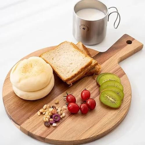 Pelle à pizza en bois d'acacia de 40,6 cm avec poignée, planche à pizza ronde pour déplacer des pizzas, des biscuits, des gâteaux, du pain, des pizzas de 25,4 à 30,5 cm