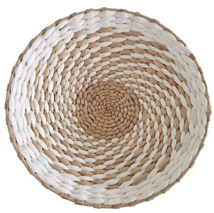 Nvzi Boho-Wandkorb, Seegras-Rattan-Weidengeflecht, Boho-Wanddekoration, umweltfreundlich, rund, Wandkunst für Bauernhaus, Schlafzimmer, Wohnzimmer, Ausstellungstisch, Küche, Zuhause (Stil K)