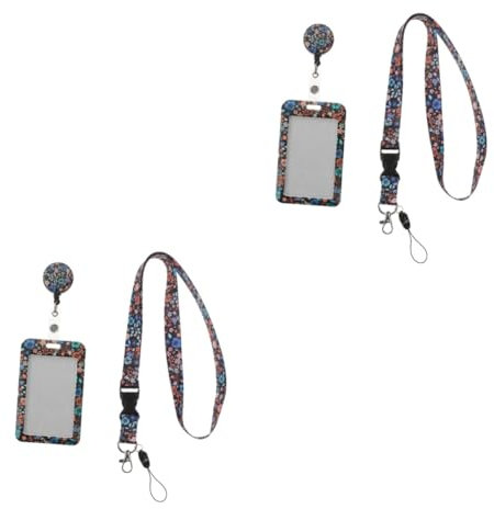 STOBOK 2sätze Schulkartenhaltern Mit Blumenmuster Anti-kratzer Ausweishalter Für Lehrer Und Studenten Einziehbare Lanyard Mit Abnehmbarem Clip Für Id-karten Und Namensschilder