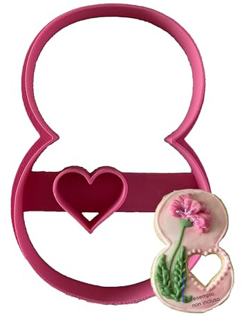 Tagliabiscotti.it - Cutter a forma di numero 8 con cuore - Festa della Donna - Tagliabiscotti - Cookies Cutter - Stampo per biscotti - Dimensione 9 cm x 6cm - colore casuale