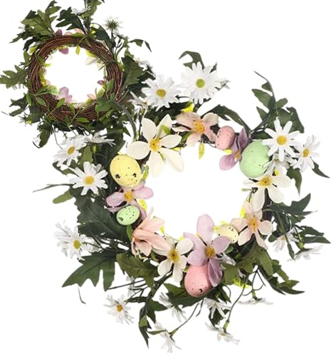 Osterkranz Dekorationen Osterkränze Osterkranz für die Eingangstür | Künstliche Bunte Ostereierkranz | Rustikale Osterdekoration mit Pastell- und Zweigeiern