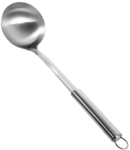 MOLUCKFU Mestolo Da Cucina in Acciaio Resistente Con Manico Ergonomico Per Zuppa Stufati e Hot Pot Utensile Pratico e Facile Da Pulire Per Uso Domestico e Ristorazione