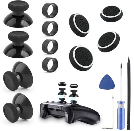 RongZy 4Pack for XBOX Series S/X Thumbsticks Replacement for XBOX ONE S/X Thumb Stick for XBOX ONE Thumbstick with Protective Ring and Tools