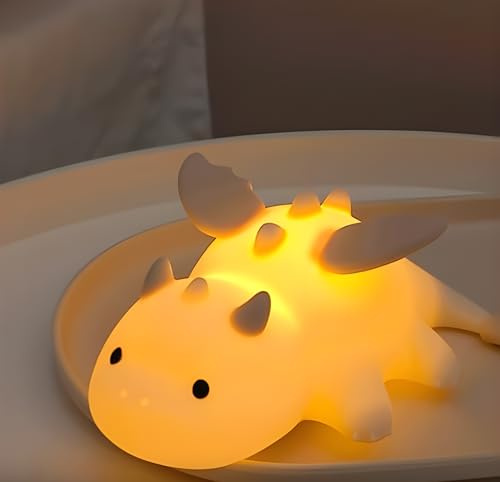 Wrischan Baby-Nachtlicht, süße Wyvern-Lampe – weiche Silikon-LED mit magnetischer Adsorption, 3 dimmbare Einstellungen, 7 Farbwechsel, 30-Minuten-Timer, über USB wiederaufladbar und tragbar