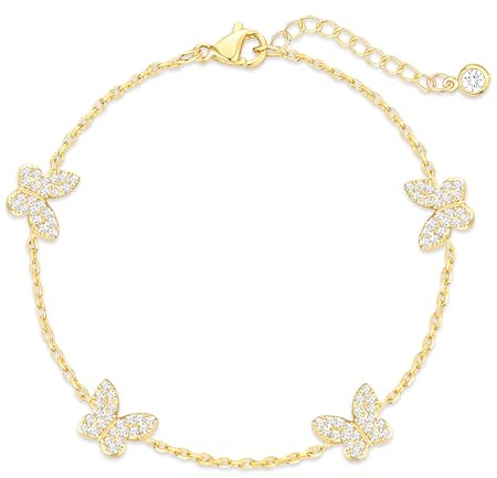 ZOERAY Armband Damen Gold Silber Verstellbar 18K Vergoldet Herz Charm Armband Kleeblatt Armband mit Zirkonia Armbänder Blumen Armkette Bracelet Wasserfester Schmuck Geschenke für Frauen Mädchen