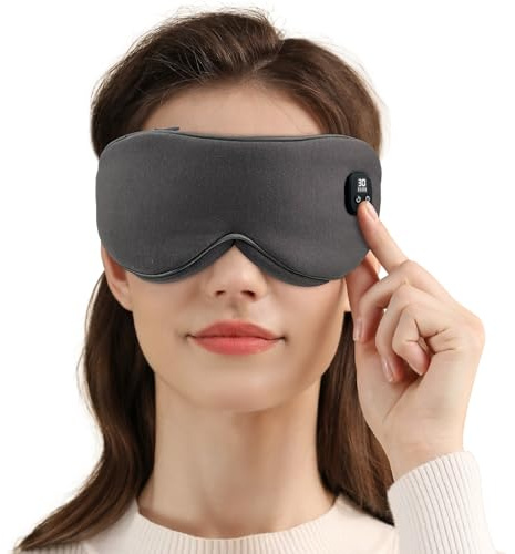 Gasumos Heated Eye Mask, Warm Eye Compress for Dry Eyes Blepharitis Styes, 4 Temperature Modes 4-Level Timing Cordless Eye Heating Pad, 100% Cotton Cover, Travel(Dark Grey)