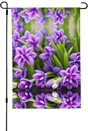 Bandiera da giardino su entrambi i lati viola giacinto 71,1 x 101,6 cm (leggera) – vivace stampa all-over decorazione per cortile, giardino, terrazza o portico