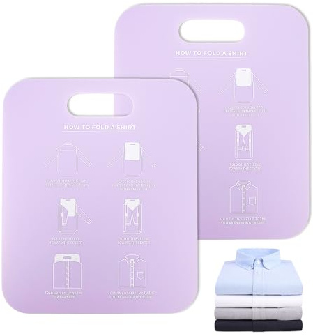 2Pcs Shirt Folding Board, Portable Clothes Folder, Plastic Laundry Folders for Travel