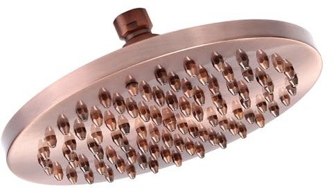 Qimopi Soffione doccia in bronzo rosso, acciaio inossidabile e rame, diametro 205 mm, regolabile a 360°, montaggio a parete e soffitto