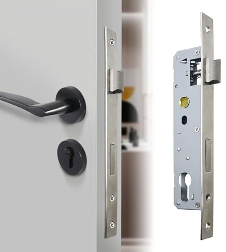 Serrure à Cadre Tubulaire, Serrure à Encastrer, Entraxe 85 mm Axe 25 mm, En Acier Inoxydable Durable pour Gauche Droite Porte en Métal