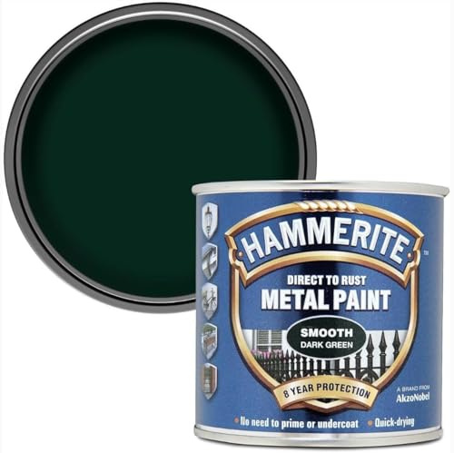 UHR Direct to Rust Metal Paint Hammered Dark Green, No Primer, Anti-Rust Coating for Gates, Railings, Fences, Garage Doors, and Outdoor Furniture,250ml