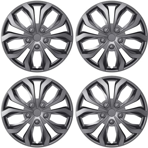 AutoBeeDen 4er-Pack Universal Radkappen für 17 Zoll Räder, 17 Radzierblenden, Radblenden (Grau, 17 Zoll)