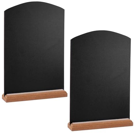 4PCS A4 Wooden Chalkboard, 297 x 210mm Double Sided Blackboard - Erasable Tabletop Chalk Board - A4 Chalk Board Sign with Stand for Party, Tables Decoration, Bar and Restaurant