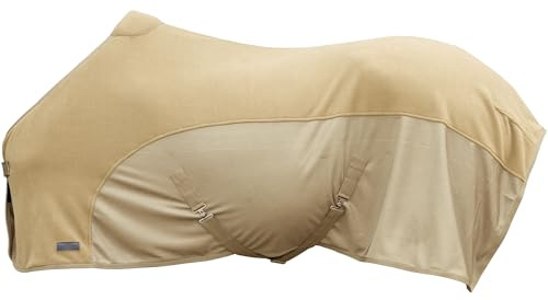 Covalliero - Abschwitzdecke FS26 – Pferdedecke mit Brustverschnallung, Kreuzgurten & Schweifriemen – leicht & atmungsaktiv – Transport- & Fliegendecke in Braun (Walnut) – Gr. 145cm