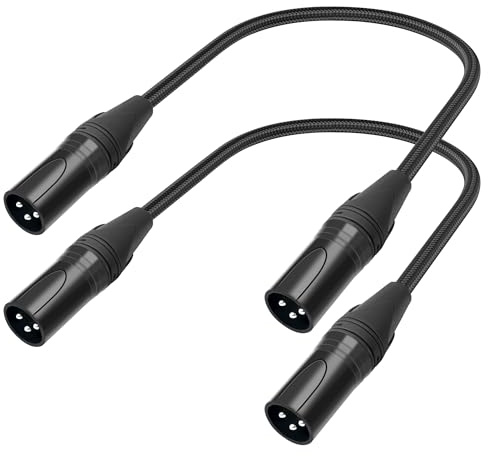 Kinweistex XLR Male to Male Microphone Cable 3 Pin Short XLR Cable 1 FT (30cm) for Microphone DMX Speaker 2PCS