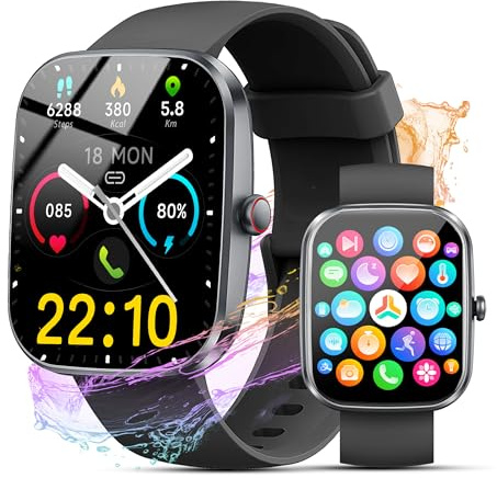2026 Smartwatch Herren Damen, 191 HD Touch, Telefonfunktion, 100 Sportmodi | Fitness Tracker, Fitnessuhr, Pulsmesser, SpO2, Schlafmonitor, Schrittzähler, IP68 Wasserdicht, Sportuhr, iOS Android