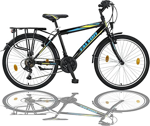 24 Zoll Jungen Fahrrad 21-Gang Shimano mit Beleuchtung Farbe SCHWARZ TMX