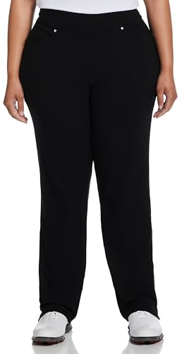 PGA TOUR Women's Tummy Control Pull-on Waistband Golf Pants, Caviar Black, Large