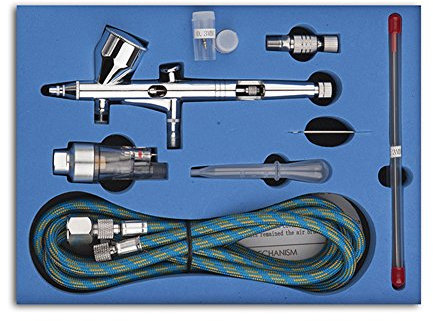 TOPCHANCES Airbrush-Set, 0,2 mm 0,3 mm 0,5 mm Nadel, Dual Action Trigger, Airbrush-Set, Schwerkraftfütterung, Luftfarbe, Farbkontrolle, Temporäre Tattoo-Set für Make-up, Nageldesign,