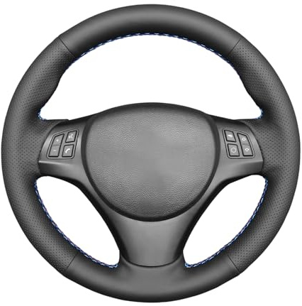MEWANT Rattöverdrag för Sport M3 E90 E91 E92 E93 E87 E81 E82 E88 X1 E84 av svart konstläder, bilrattskydd