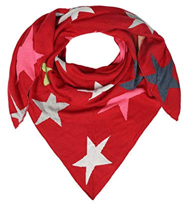 Zwillingsherz Dreieckstuch aus Baumwolle - Hochwertiger Schal mit Sternen für Damen Jungen Mädchen - Uni - XXL HalsStrick-Waren für Herbst Frühjahr Sommer (Einheitsgröße, rot)
