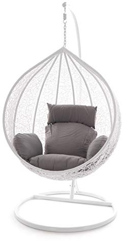 Kideo Silla colgante de polirratán, color gris