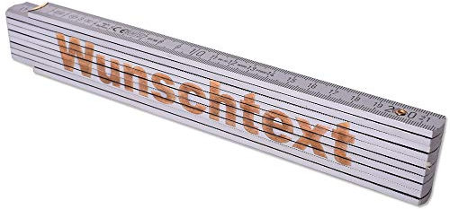 TE-Trend 2m Zollstock Gravur Meterstab Metermaß Gliedermaßstab Maßstab Wunschtext Namen Text 20 Zeichen Geschenk Silber
