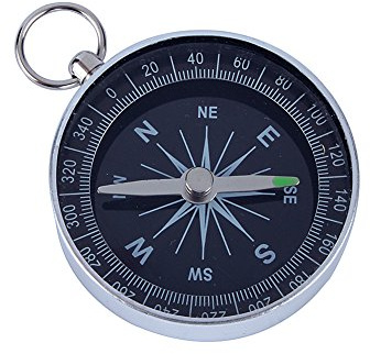 Kompass mit weißem Zifferblatt, isiert, 45 mm Aluminiumgehäuse, Silber, tragbarer Taschenkompass für Outdoor-Cam, Wandern, Sport, Navigation