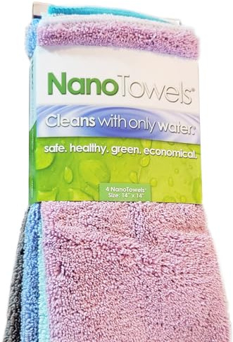 Life Miracle Nano Toallas – Increíble tela ecológica que limpia prácticamente cualquier superficie con solo agua. No más toallas de papel o productos químicos tóxicos. Paquete de 4 (14 x 14, vainilla)