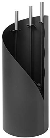 raik Kaminbesteck Fritz 3-teilig aus Stahl Kamingarnitur schwarz mit Edelstahlgriffen Schaufel Besen und Schürhaken minimalistisch und modern 61 cm