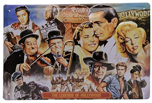 30 x 20 cm Retro Blechschild passend für Hollyywood Film Fans, Deko Kino Schild, geprägtes Stahlblech