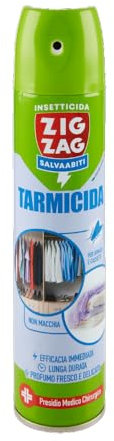 ZIG-ZAG Antitarme Forte, Spray Tarme Vestiti, Tarmicida, Efficacia immeditata, Salva Abiti, Non macchia, Presidio Medico Chirurgico, Bombola 300 ml