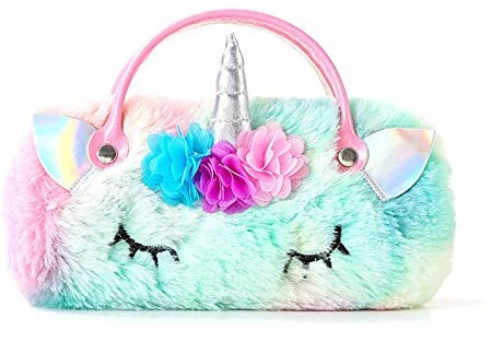 Hifot Peluche Unicorno Custodia Occhiali Rigida Bambini, Unicorn Astuccio Occhiali da Sole per Ragazza