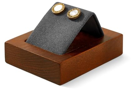 Oirlv Supporto Per Orecchini In Legno Massello, Espositore Per Gioielli, Superficie In Microfibra (Grigio Scuro)